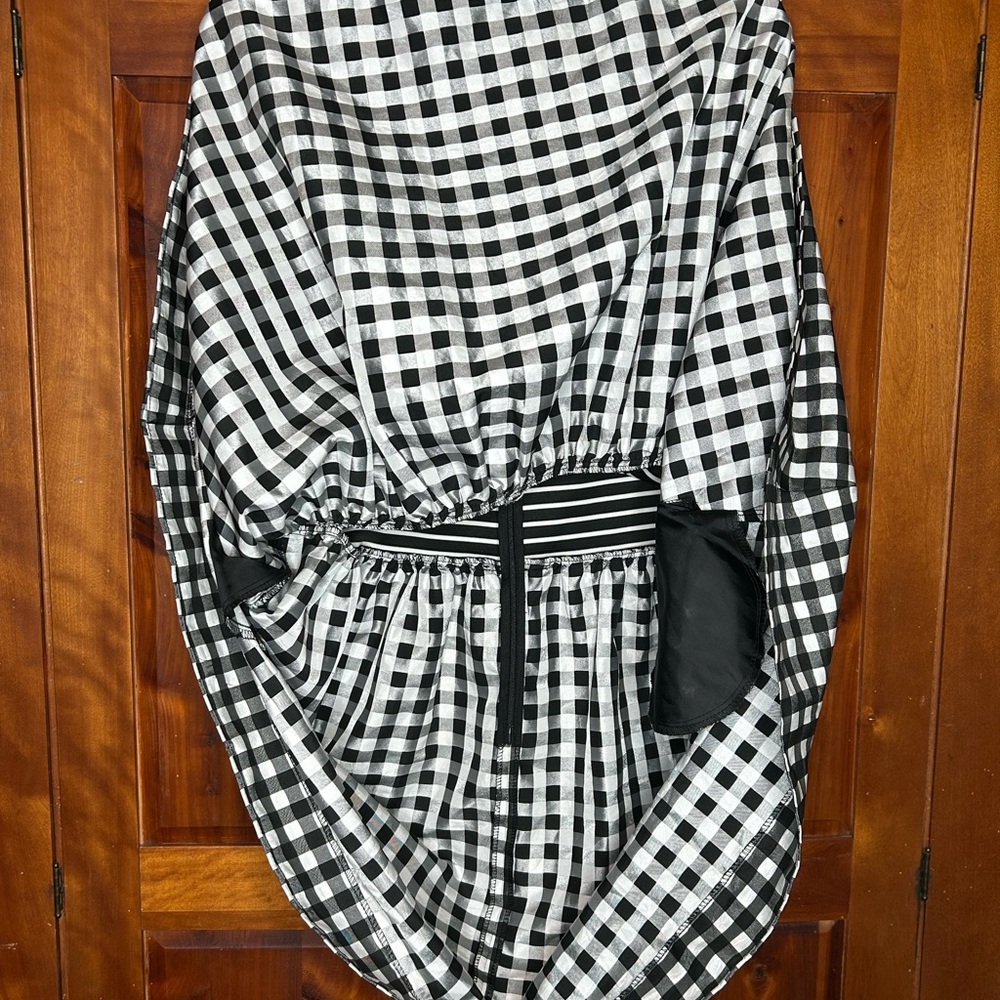 Taylor Woman Black and White Striped & Gingham Checkered Midi Dress Retro - Picture 14 of 16